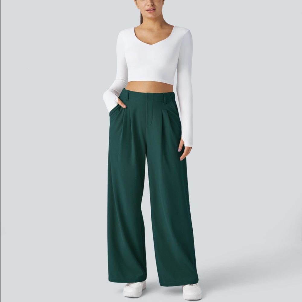 Halara Flex High Waisted Pocket
Wide Leg Waffle Work Pants TALL XL